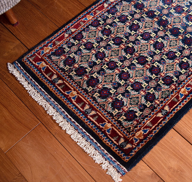【一点物】パシュトゥンの手織り絨毯 - 66cm x 48cm 8 - アップにしました