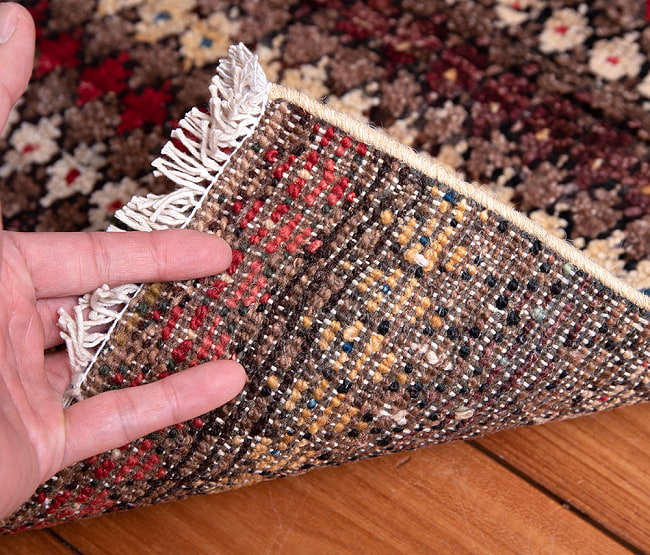 【一点物】パシュトゥンの手織り絨毯 - 73cm x 55cm 14 - 裏面です。手織りなのがわかります