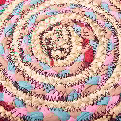 コットンとジュートのカラフル手編みラグ　ラウンドタイプ【直径32cm】 - サブ3