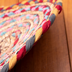 コットンとジュートのカラフル手編みラグ　ラウンドタイプ【直径32cm】 - サブ5