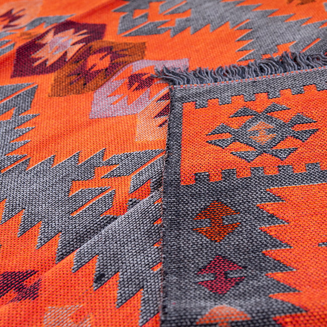 トルコの伝統的な柄を織り込んだ　キリム　【80cm×150cm】 6 - 裏面です。嬉しいリバーシブル。