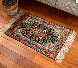 ナシールさんの手織りシルク絨毯 シュリーナガル カシミール カーペット[約90cm x 約60cm] - サブ2