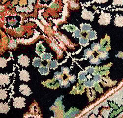 ナシールさんの手織りシルク絨毯 シュリーナガル カシミール カーペット[約90cm x 約60cm] - サブ4