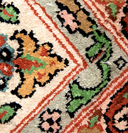 ナシールさんの手織りシルク絨毯 シュリーナガル カシミール カーペット[約90cm x 約60cm] - サブ5