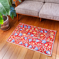 【1点物】チェーンステッチ アリワークが美しい カシミールのシルクラグ【約60cm x 90cm】 - サブ2