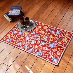 【1点物】チェーンステッチ アリワークが美しい カシミールのシルクラグ【約60cm x 90cm】 - サブ4