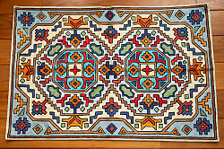 【1点物】チェーンステッチ アリワークが美しい カシミールのシルクラグ【約60cm x 90cm】 - サブ3