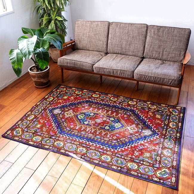 【1点物】チェーンステッチ アリワークが美しい カシミールのウールラグ【約120cm x 180cm】 4 - とても美しいラグです