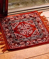 インドのエスニック絨毯 ミニ【約48cm×約50cm】 赤の商品写真