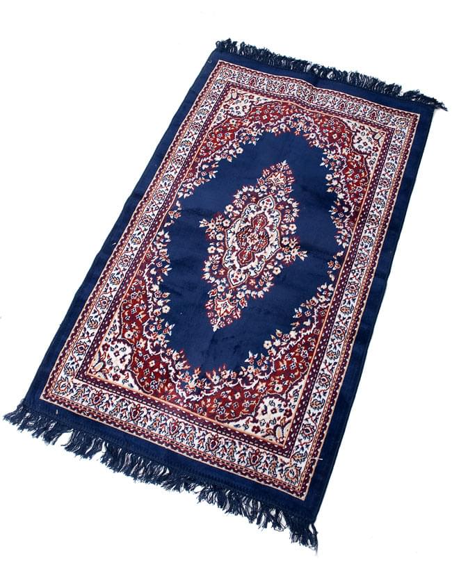インドのエスニック絨毯 ロング【約110cm×約68cm】 紺 4 - 全体像です。