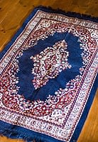 インドのエスニック絨毯 ロング【約110cm×約68cm】 紺の商品写真