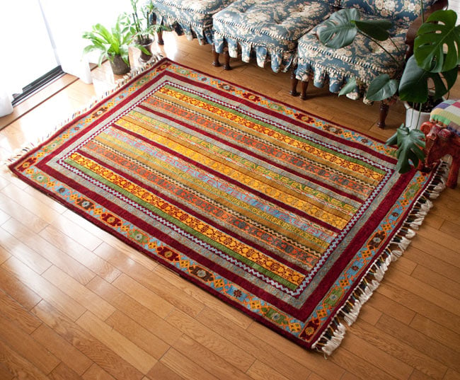 手織りのインド絨毯【約183cm x 約122cm】 の通販[送料無料
