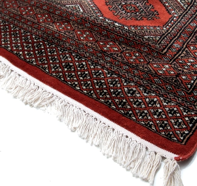 ザンスカール遊牧民の手織りのアンティック絨毯【たてｘよこ　約90cm x 150cm】 8 - フリンジの部分です