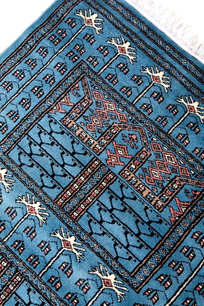 ザンスカール遊牧民の手織りのアンティック絨毯【たてｘよこ　約80cm x 130cm】 5 - 柄を少し拡大してみました