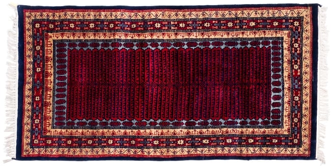 ザンスカール遊牧民の手織りのアンティック絨毯【たてｘよこ　約90cm x 170cm】 3 - 全体像です