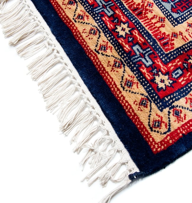 ザンスカール遊牧民の手織りのアンティック絨毯【たてｘよこ　約90cm x 170cm】 8 - フリンジの部分です
