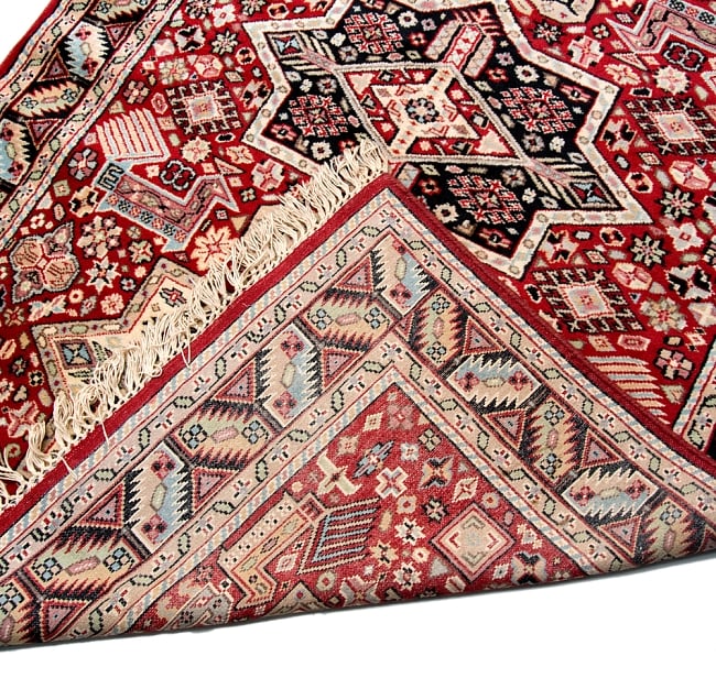 ザンスカール遊牧民の手織りのアンティック絨毯【たてｘよこ　約120cm x 200cm】 10 - 裏面はこのような感じになっています