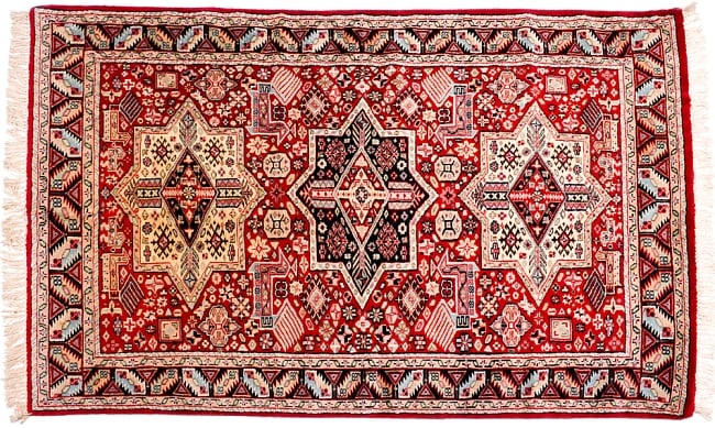 ザンスカール遊牧民の手織りのアンティック絨毯【たてｘよこ　約120cm x 200cm】 3 - 全体像です