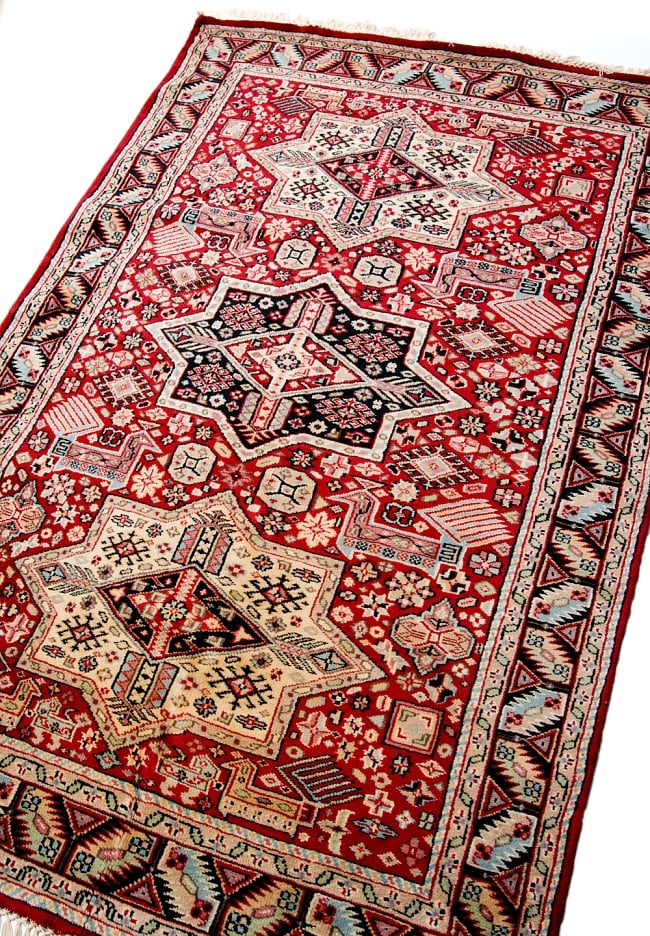 ザンスカール遊牧民の手織りのアンティック絨毯【たてｘよこ　約120cm x 200cm】 4 - 部分拡大です