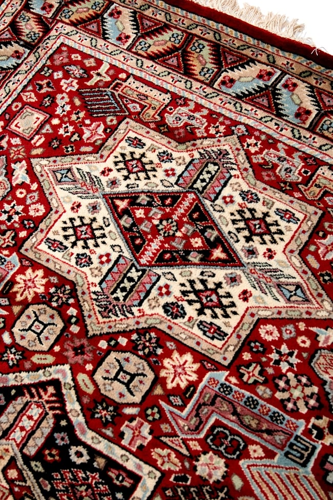 ザンスカール遊牧民の手織りのアンティック絨毯【たてｘよこ　約120cm x 200cm】 5 - 柄を少し拡大してみました
