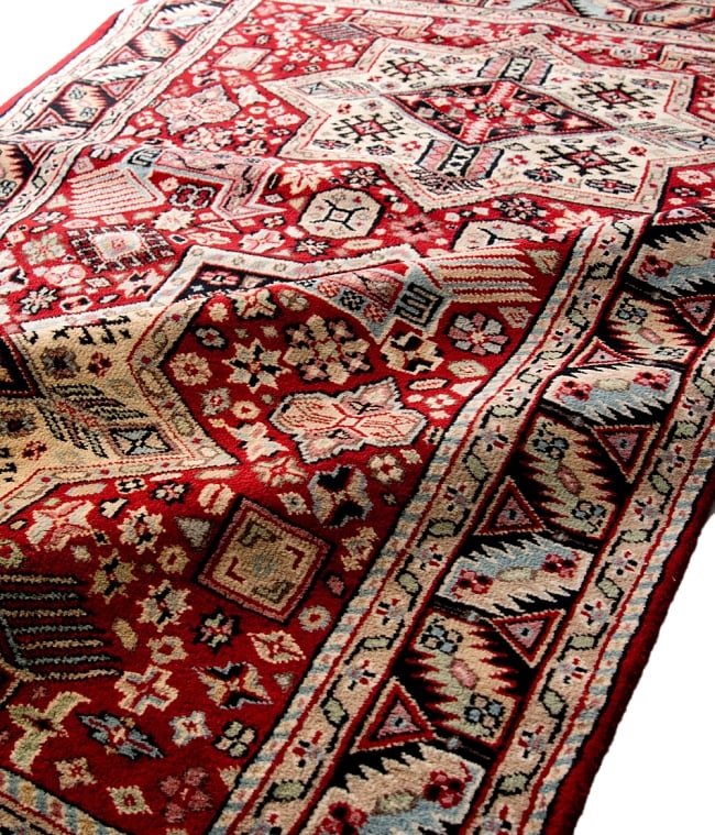 ザンスカール遊牧民の手織りのアンティック絨毯【たてｘよこ　約120cm x 200cm】 8 - フリンジの部分です