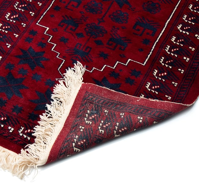 ザンスカール遊牧民の手織りのアンティック絨毯【たてｘよこ　約100cm x 170cm】 10 - 裏面はこのような感じになっています