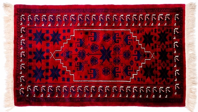 ザンスカール遊牧民の手織りのアンティック絨毯【たてｘよこ　約100cm x 170cm】 3 - 全体像です
