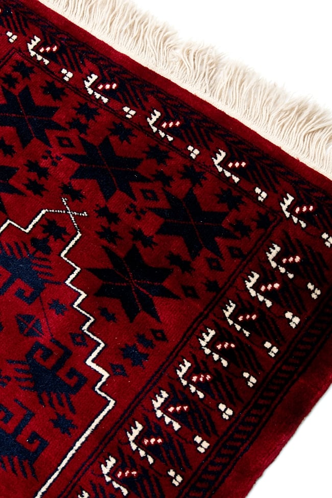 ザンスカール遊牧民の手織りのアンティック絨毯【たてｘよこ　約100cm x 170cm】 6 - 柄を拡大してみました