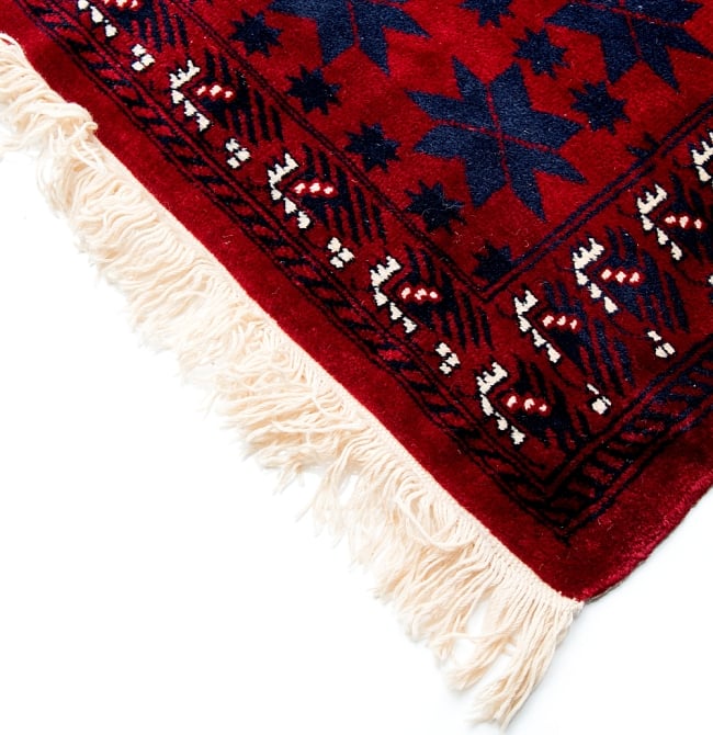 ザンスカール遊牧民の手織りのアンティック絨毯【たてｘよこ　約100cm x 170cm】 8 - フリンジの部分です