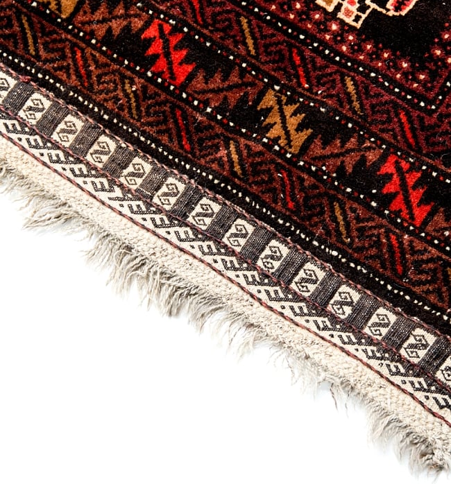 ザンスカール遊牧民の手織りのアンティック絨毯【たてｘよこ　約115cm x 220cm】 7 - 柄を拡大してみました