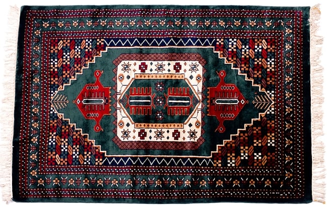 ザンスカール遊牧民の手織りのアンティック絨毯【たてｘよこ　約120cm x 165cm】 3 - 全体像です