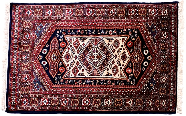 ザンスカール遊牧民の手織りのアンティック絨毯【たてｘよこ　約125cm x 195cm】 3 - 全体像です