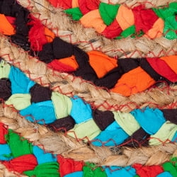 コットンとジュートのカラフル手編みラグ　ラウンドタイプ【直径40cm】 - サブ3