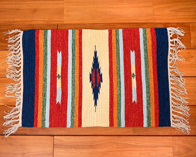 HANDLOOM RUG コットン キリム ラグ【約60cm×約42cm】 10 - デザインC