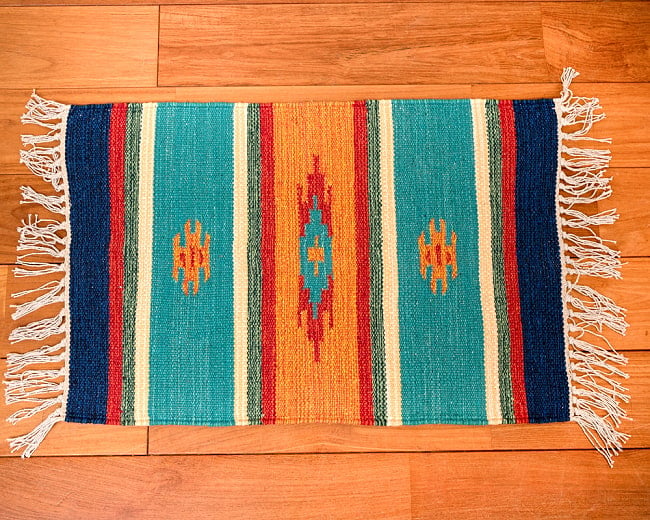 HANDLOOM RUG コットン キリム ラグ【約60cm×約42cm】 11 - デザインD