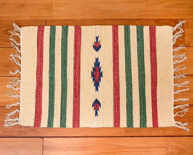 HANDLOOM RUG コットン キリム ラグ【約60cm×約42cm】 12 - デザインE