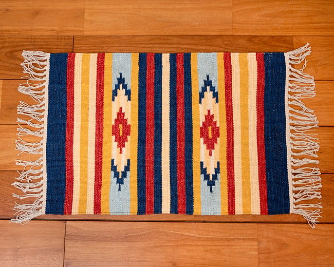 HANDLOOM RUG コットン キリム ラグ【約60cm×約42cm】 13 - デザインF