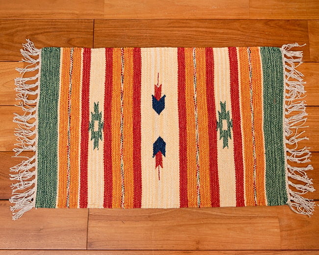 HANDLOOM RUG コットン キリム ラグ【約60cm×約42cm】 14 - デザインG