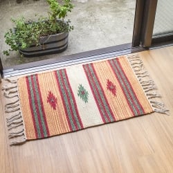HANDLOOM RUG コットン キリム ラグ【約60cm×約42cm】 - サブ2