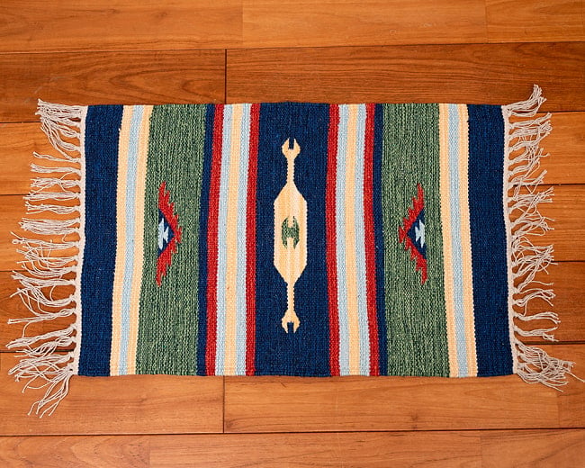 HANDLOOM RUG コットン キリム ラグ【約60cm×約42cm】 9 - デザインB