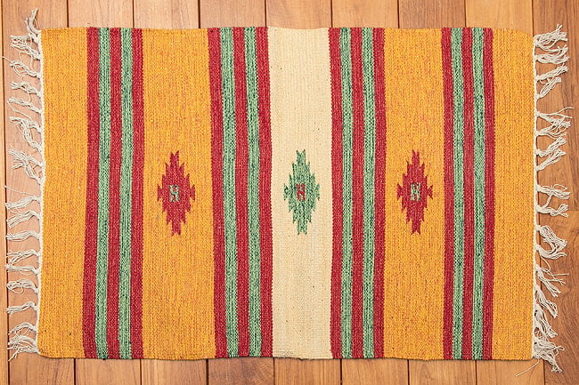 HANDLOOM RUG コットン キリム ラグ【約88cm×約62cm】 17 - デザイン9