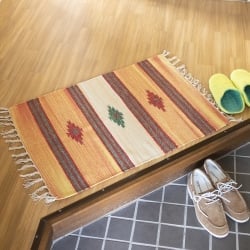 HANDLOOM RUG コットン キリム ラグ【約88cm×約62cm】 - サブ3