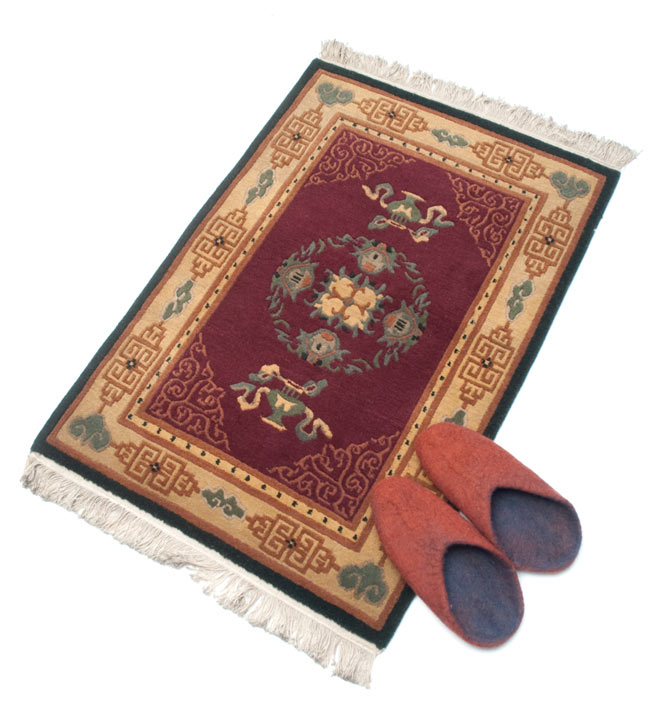 高密度】手織りのチベット絨毯【約60cm×約90cm】 の通販[送料無料 