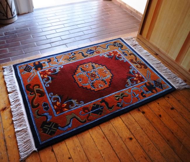 高密度】手織りのチベット絨毯【約60cm×約90cm】 の通販[送料無料