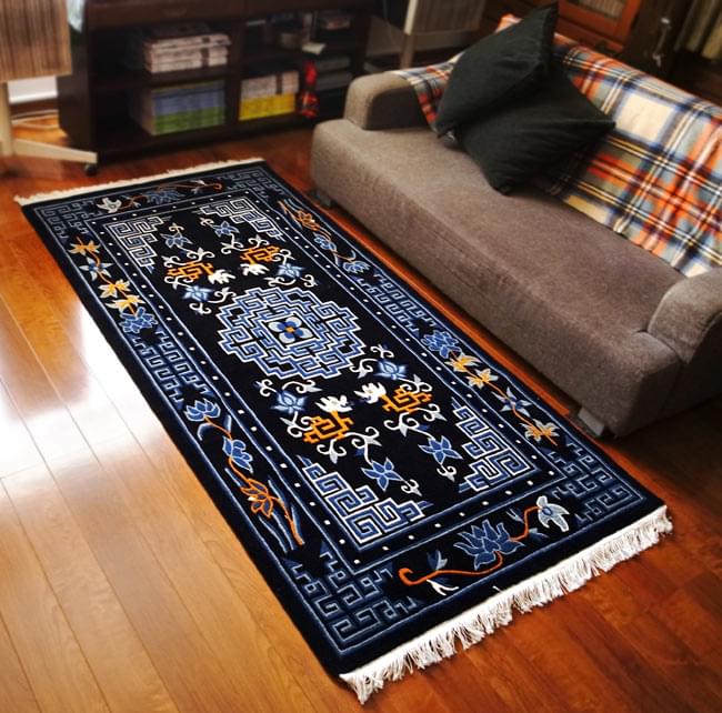 高密度】手織りのチベット絨毯【約90cm×約180cm】 の通販[送料無料 