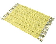 インドコットンの手織りラグマット【約65cm×約42cm】 - 淡黄色の商品写真