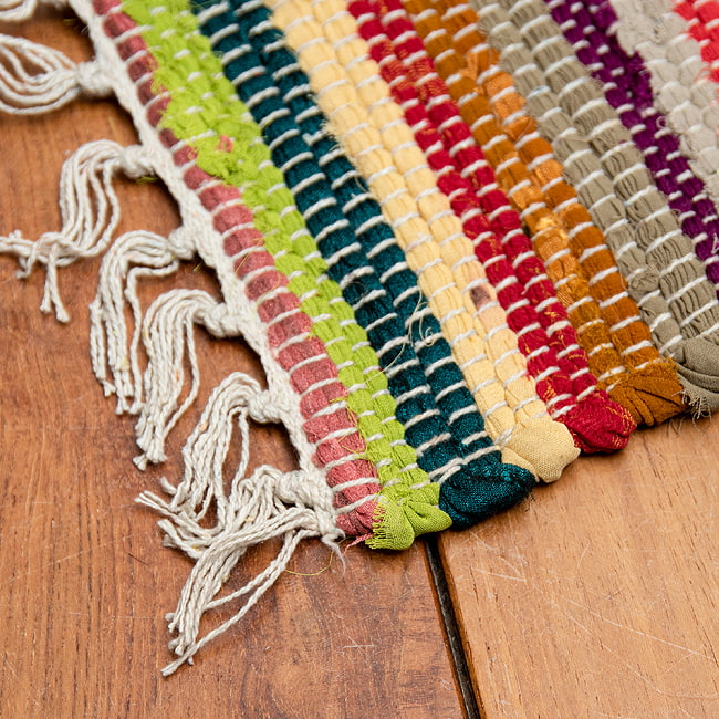 【2個セット】カラフルチャンディマット【約65cm×約40cm】 7 - フリンジ部分の様子です。