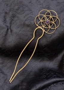 【全5色】フラワーオブライフの石付ゴールデンかんざし(ID-KNZS-152)