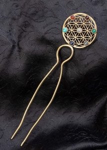 7つのチャクラのゴールデンかんざし(ID-KNZS-153)