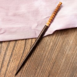 水牛の角と美しい木目のかんざし　茶螺旋(ID-KNZS-157)